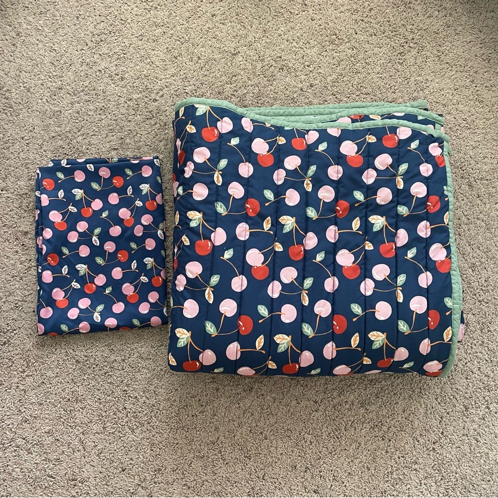 Reversible Cherry Print Comforter and Matching Pillowcase